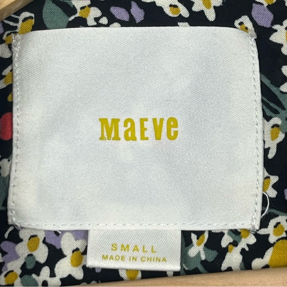 Anthropologie Maeve Matilda black abstract ditzy floral button front blouse, S. - Picture 11 of 12